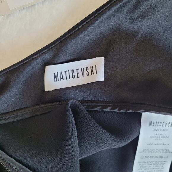 Maticevski Off Shoulder Evening Black Mini Dress, Size 4, Open Back, Draping - Picture 10 of 13